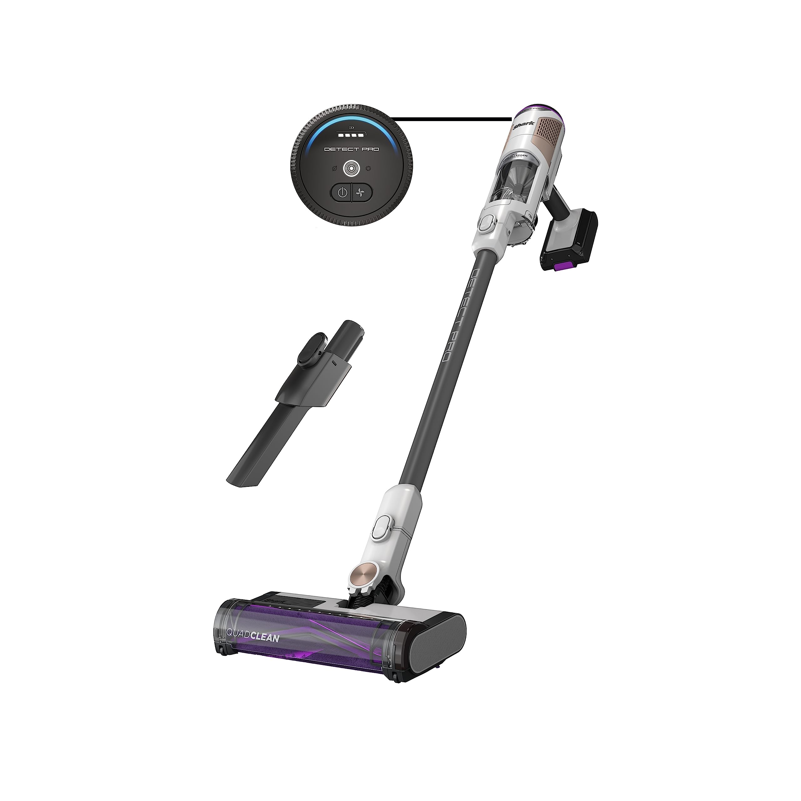 Shark IW1111 Detect Pro - Lightweight Cordless Vacuum Cleaner with HEPA Filter Portable Handheld Attachment Crevice Tool Rechargeable Multi-Surface Stick Vacuum for Household Pet Hair Dark Grey